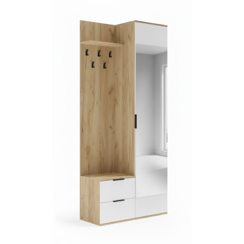 Garderoba do przedpokoju CORAL LUX 100 dąb złoty/biały