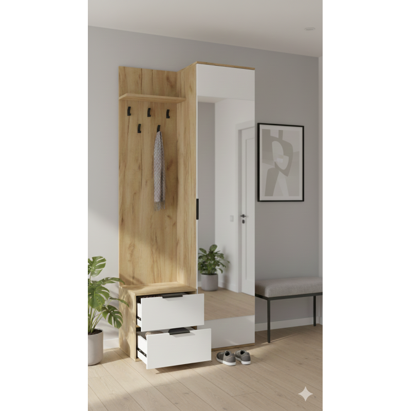 Garderoba do przedpokoju CORAL LUX 100 dąb złoty
