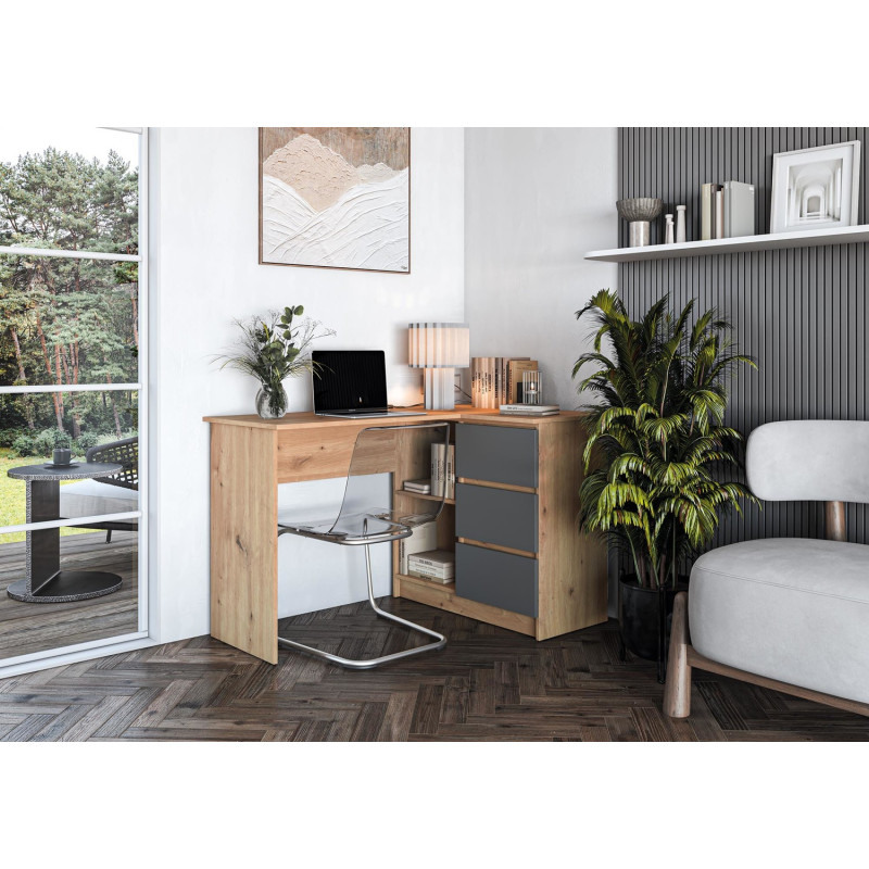 Biurko Begano Office 124 dąb artisan/grafit