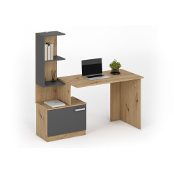 Biurko z nadstawką Mison Office 144 grafit/dąb artisan