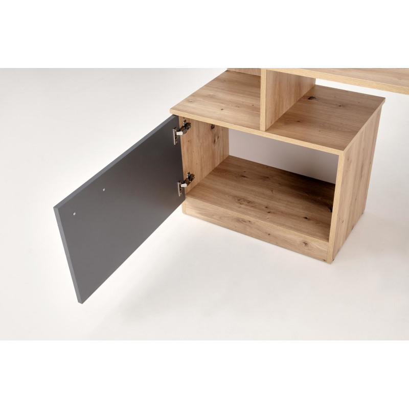 Biurko z nadstawką Mison Office 144 grafit/dąb artisan