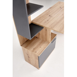 Biurko z nadstawką Mison Office 144 grafit/dąb artisan