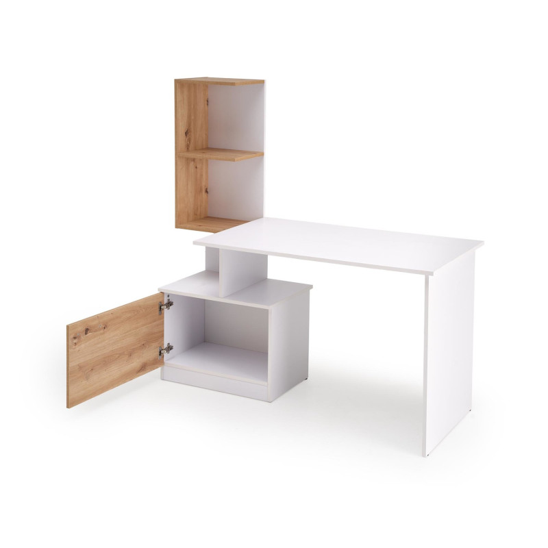 Biurko z nadstawką Mison Office 144 biały/dąb artisan