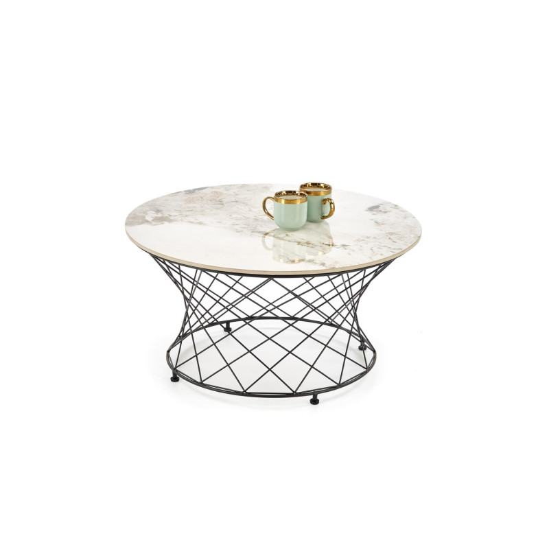 Ława ALESSIO beżowy marmur/czarny