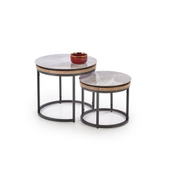 Zestaw 2 ław ITAKO popielaty marmur/grafit