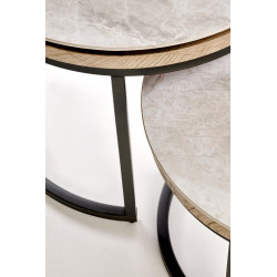 Zestaw 2 ław ITAKO popielaty marmur/grafit