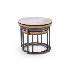 Zestaw 2 ław ITAKO popielaty marmur/grafit