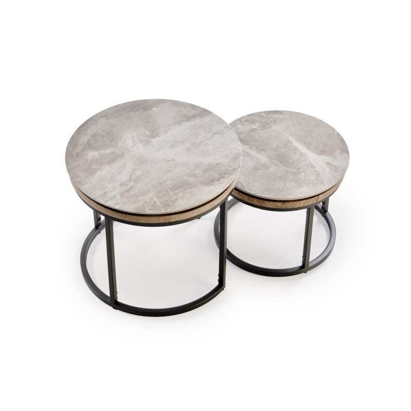 Zestaw 2 ław ITAKO popielaty marmur/grafit