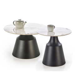 Zestaw 2 ław MAGNERO biały marmur/czarny