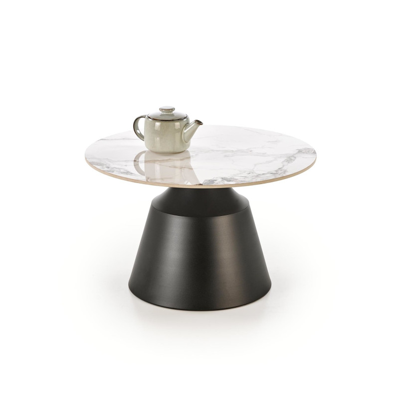 Zestaw 2 ław MAGNERO biały marmur/czarny