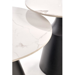 Zestaw 2 ław MAGNERO biały marmur/czarny