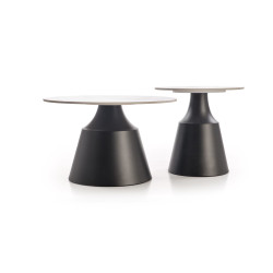 Zestaw 2 ław MAGNERO biały marmur/czarny