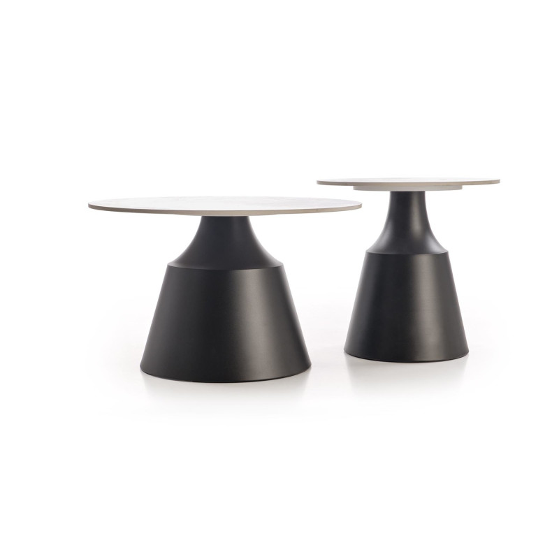 Zestaw 2 ław MAGNERO biały marmur/czarny