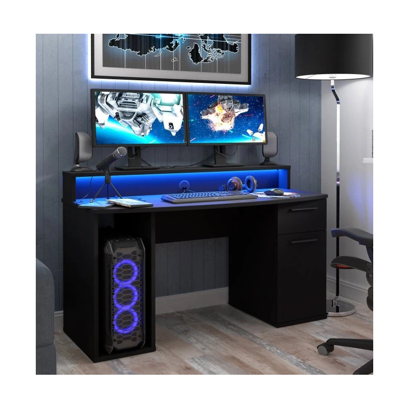 Biurko gamingowe z oświetleniem RGB AYO TZRB219B3-Z113 Czarny Meble Forte