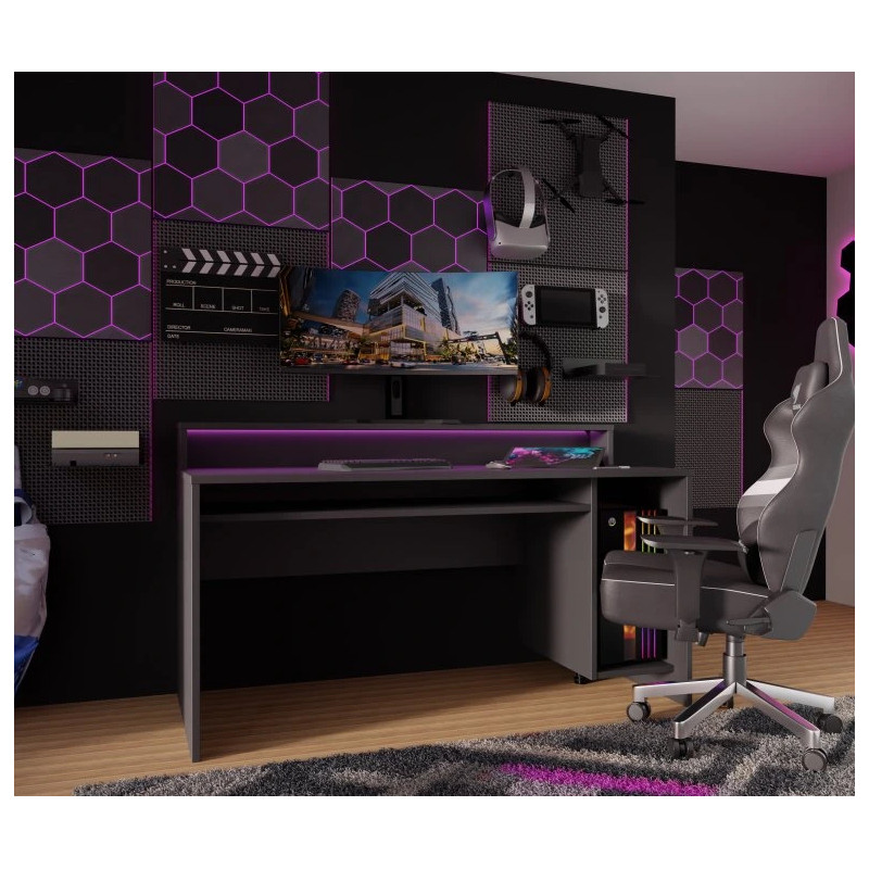 Biurko gamingowe z oświetleniem RGB AYO TZRB235RB3-Z13M Czarny Meble Forte