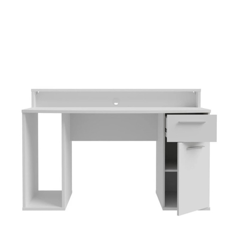 Białe biurko AYO 140x65 cm z RGB – styl i funkcjonalność