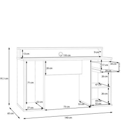 Biurko gamingowe z oświetleniem RGB AYO TZRB219B3-Z12M Biały Meble Forte