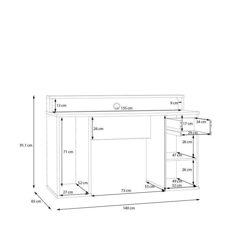 Biurko gamingowe z oświetleniem RGB AYO TZRB219B3-Z12M Biały Meble Forte