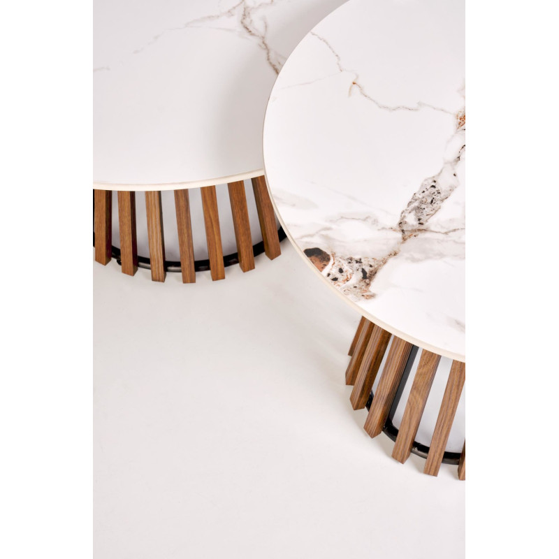 Ława CARINO beżowy marmur/orzech (duża)