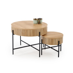 Zestaw 2 ław DANTOR naturalny/czarny