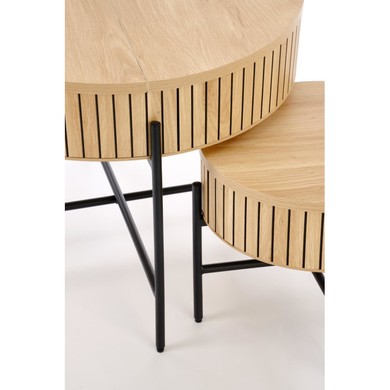 Zestaw 2 ław DANTOR naturalny/czarny