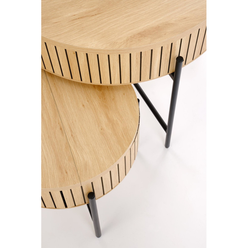 Zestaw 2 ław DANTOR naturalny/czarny