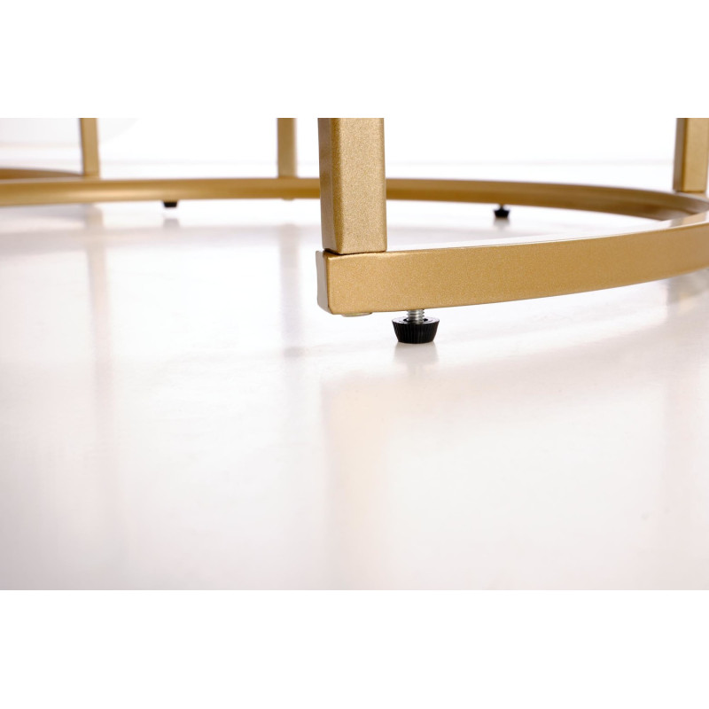 Zestaw 3 ław GILDORA biały marmur/złoty