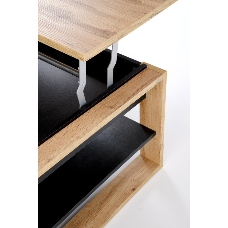 Ława BETINA dąb artisan/czarny z podnoszonym blatem