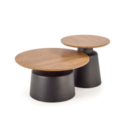 Zestaw 2 ław MALORIO naturalny/czarny