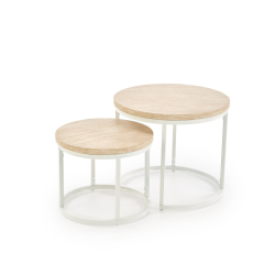 Zestaw 2 ław OREYA trawertyn/biały