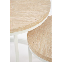 Zestaw 2 ław OREYA trawertyn/biały