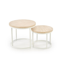 Zestaw 2 ław OREYA trawertyn/biały