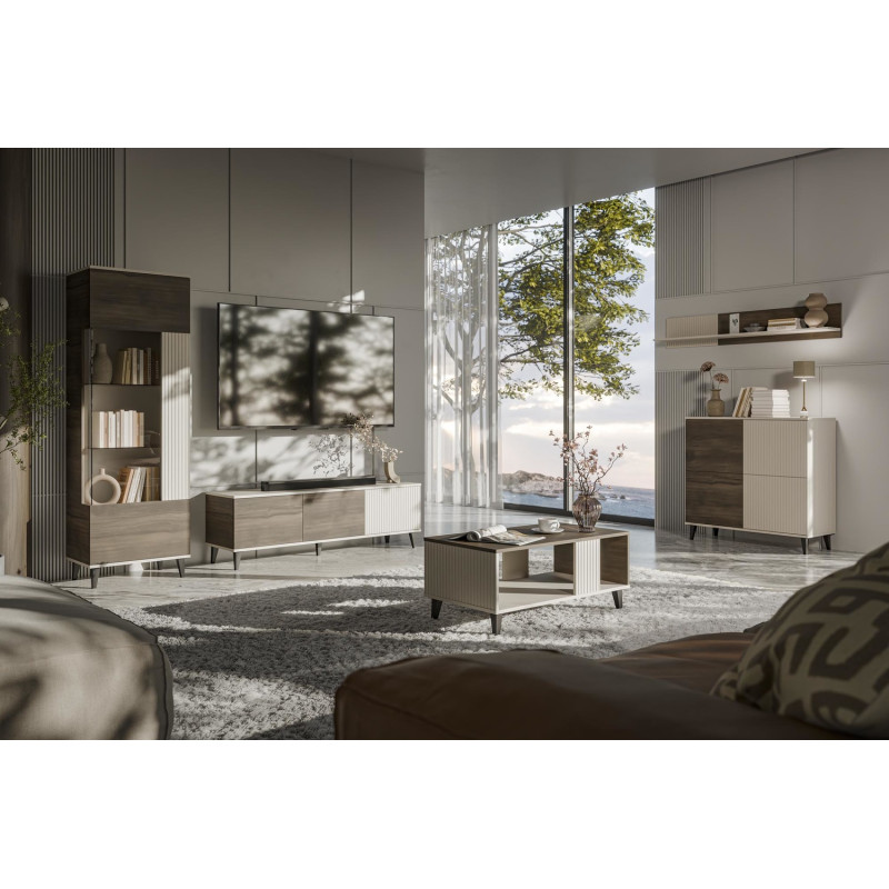 Ława RANDOMO 2 kaszmir/orzech/czarny