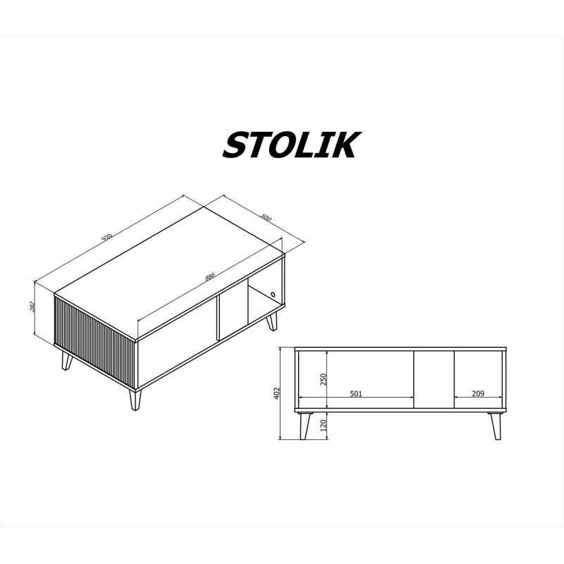 Ława RANDOMO 2 kaszmir/orzech/czarny