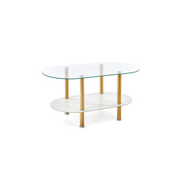 Ława DUCATO Glamour biały marmur/transparentny/złoty (duża)