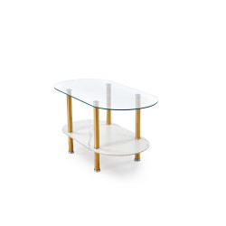 Ława DUCATO Glamour biały marmur/transparentny/złoty (duża)