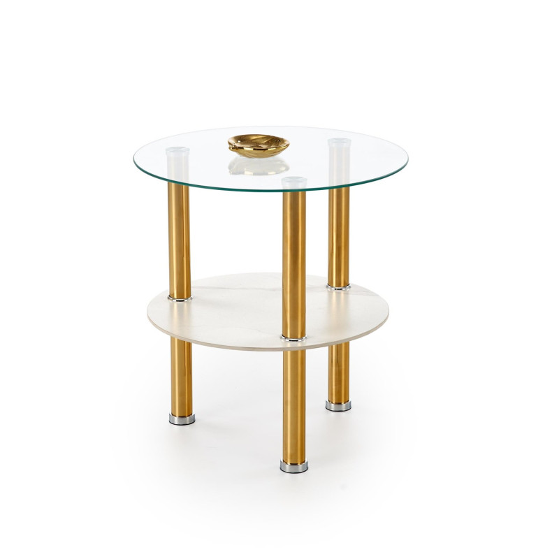 Ława DUCATO S Glamour biały marmur/transparentny/złoty (mała)