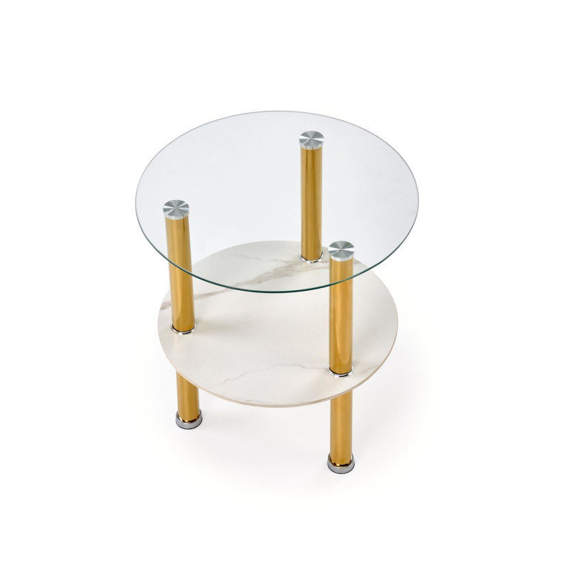 Ława DUCATO S Glamour biały marmur/transparentny/złoty (mała)