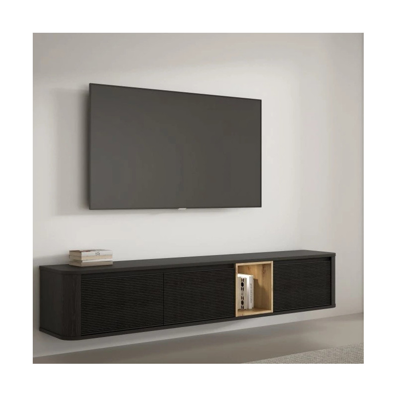 Szafka RTV 220 cm Breathtaker BTHTH141-Q194 Dąb Cabezone/Dąb Artisan/Czarny Meble Forte