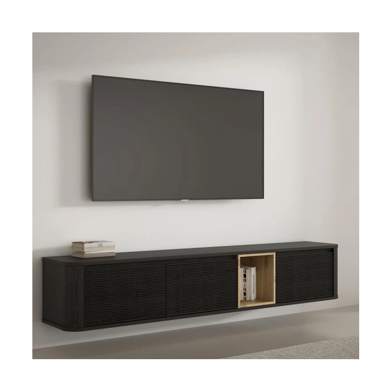 Szafka RTV 220 cm Breathtaker BTHTH141-Q194 Dąb Cabezone/Dąb Artisan/Czarny Meble Forte