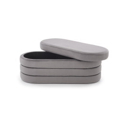 Ławka CALPIO tapicerowana z funkcją schowka, popielaty