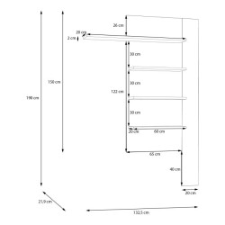 Półka pionowa 130 cm Breathtaker BTHB01-Q195 Dąb Cabezone/Dąb Artisan Meble Forte