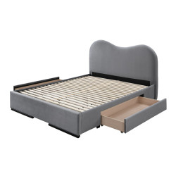 Łóżko podwójne AMBERO 160 tapicerowane z szufladami, popiel