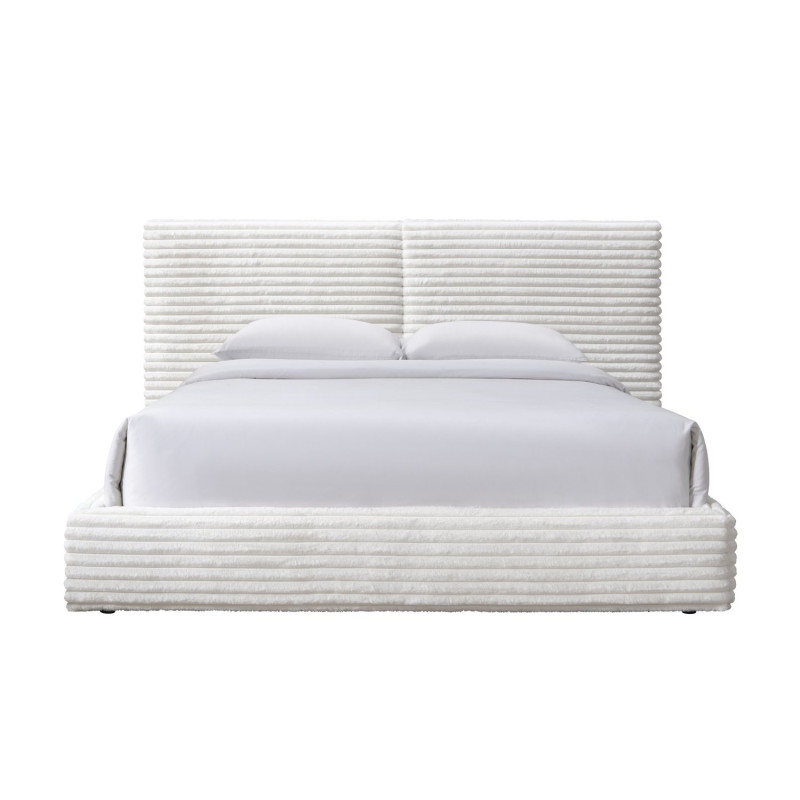 Łóżko podwójne MADERIO 160 tapicerowane, kremowy