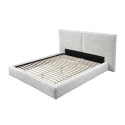 Łóżko podwójne MADERIO 160 tapicerowane, kremowy