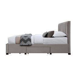 Łóżko podwójne GRACENO 140 tapicerowane z szufladami, beż