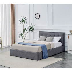 Łóżko podwójne PADVA 140 Plus tapicerowane z pojemnikiem, popielaty