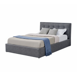 Łóżko podwójne PADVA 140 Plus tapicerowane z pojemnikiem, popielaty
