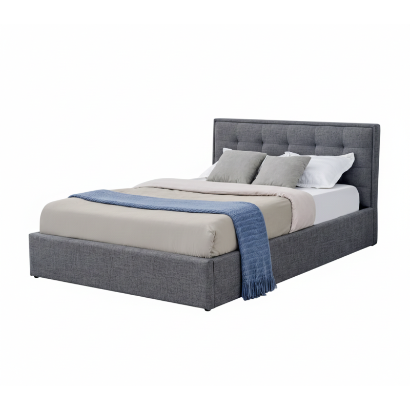 Łóżko podwójne PADVA 140 Plus tapicerowane z pojemnikiem, popielaty
