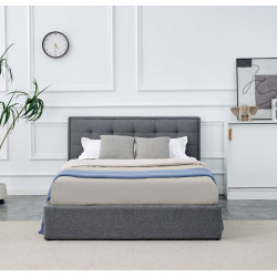 Łóżko podwójne PADVA 140 Plus tapicerowane z pojemnikiem, popielaty